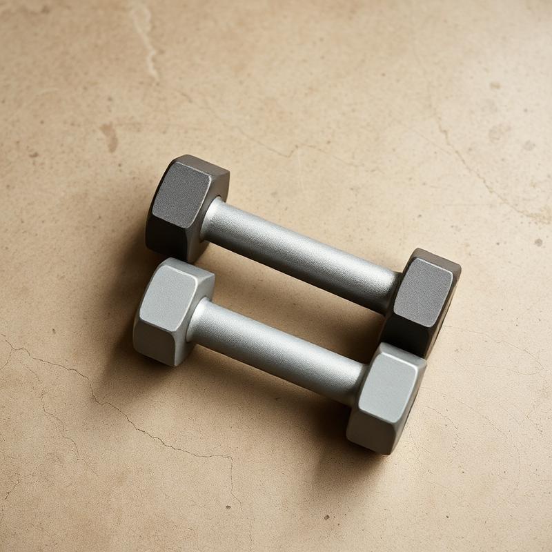 Pair of dumbbells resting on a concrete floor